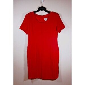 Vintage K Studio Red Short Sleeve Shift Dress Workwear Career Plus Size 16